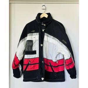 Vintage 80s Retro Descente Wmn's 12 Red/Black/White Colorblock Ski Parka Jacket